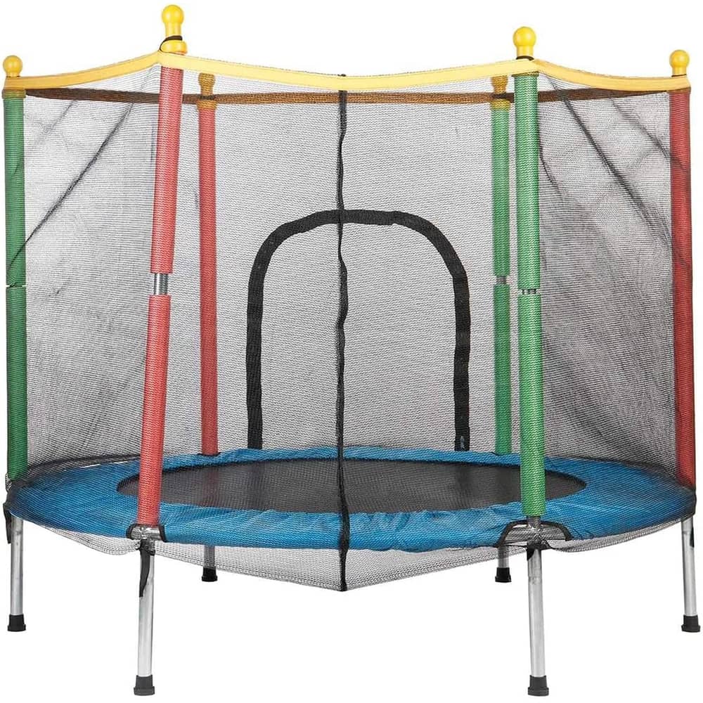 Ultimax - Trampoline For Kids With Enclosure Net Jumping Mat & Spring Cover Padding, Outdoor And Indoor Workout, Children Bouncers, Thick Spring, Anti-skid Shock Absorption