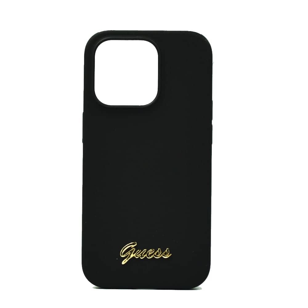 Guess Silicone Pc Camera Script Logo Hard Case For Iphone 14 Pro Black