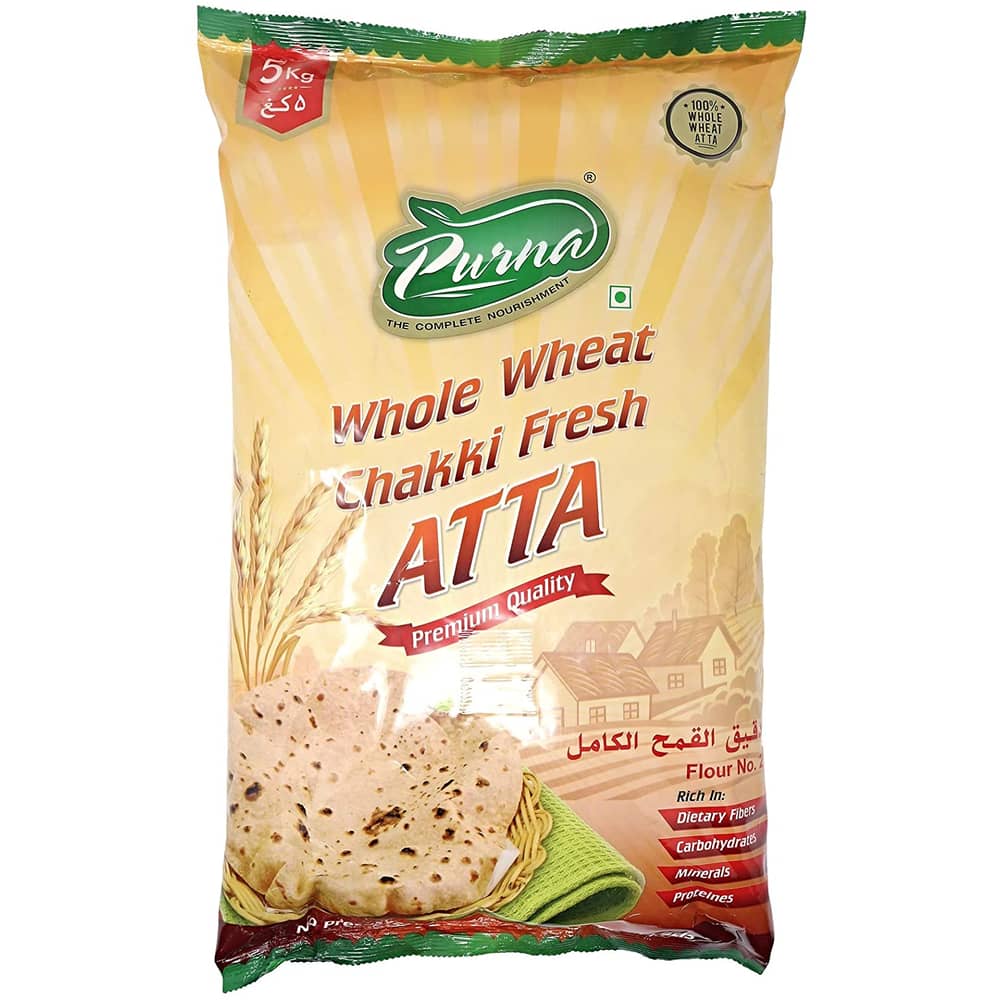 Purna Whole Wheat Chakki Fresh Atta - 5 kg