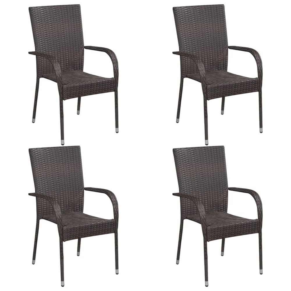 Vidaxl Stackable Outdoor Chairs 4 Pcs Poly Rattan Brown Vidaxl Stackable Outdoor Chairs 4 Pcs Poly Rattan Brown