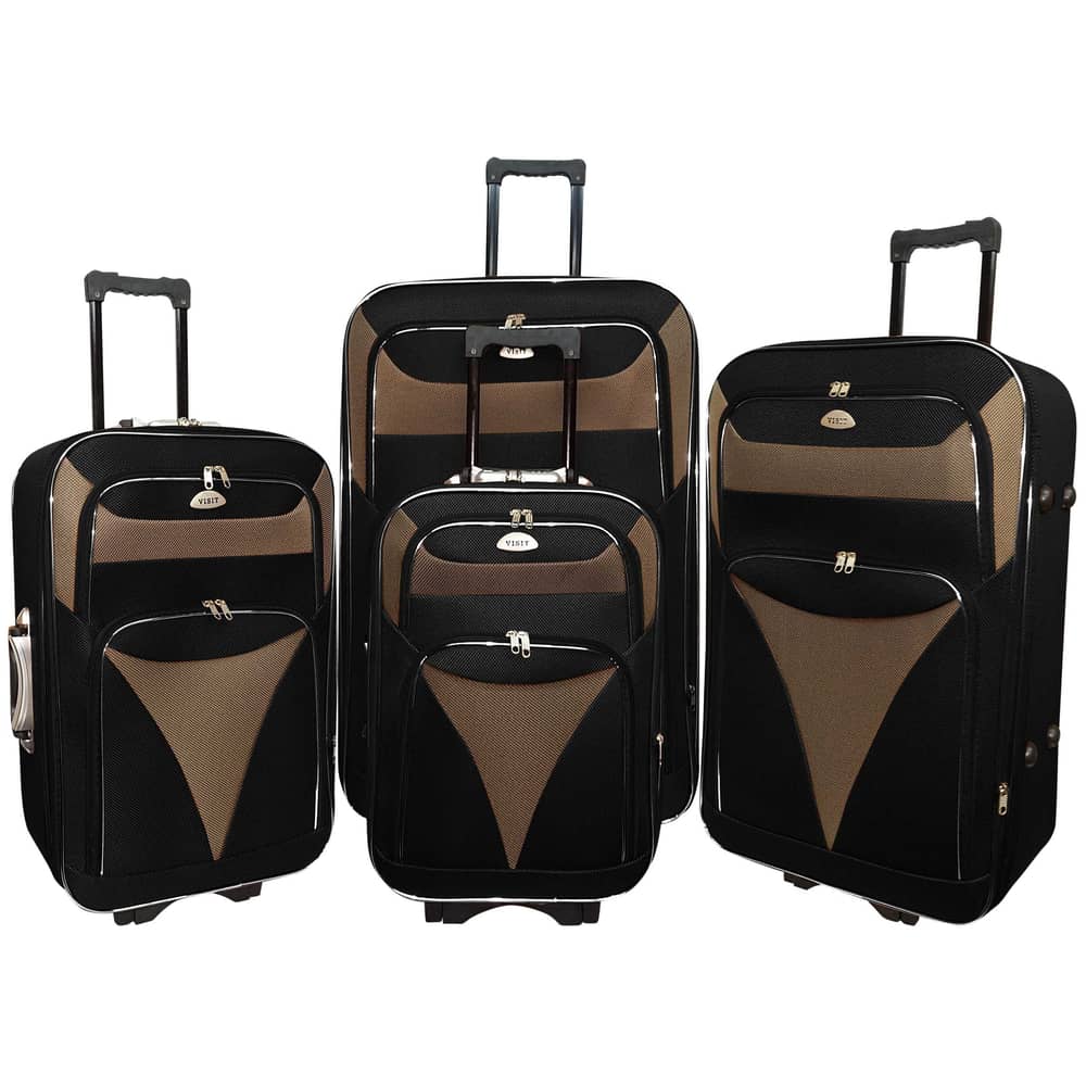 Visit Eva 4pc Nylon Soft Luggage Trolley Bags Set Black