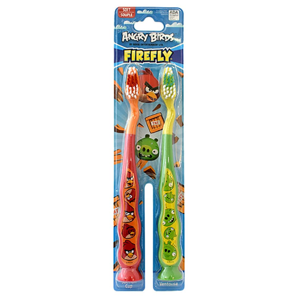 Angry Birds 2Pack Toothbrush With Suction Cup Angry Birds 2Pack Toothbrush With Suction Cup
