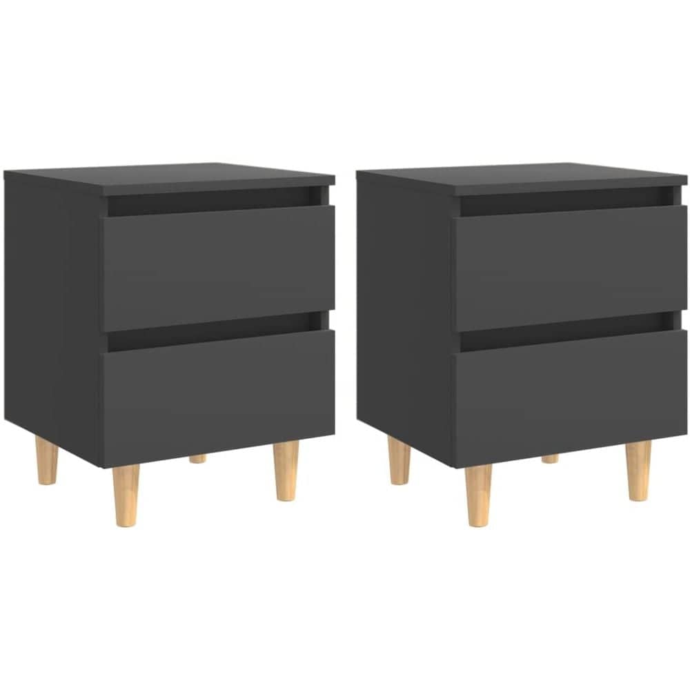 Vidaxl Bed Cabinets With Solid Pinewood Legs 2 Pcs Grey 40x35x50 Cm Vidaxl Bed Cabinets With Solid Pinewood Legs 2 Pcs Grey 40x35x50 Cm