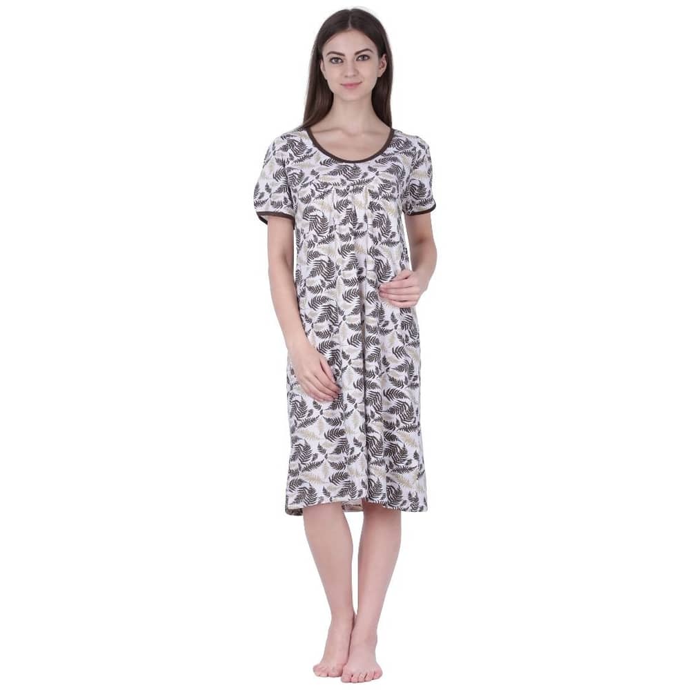 Soko Mesh Ladies Printed Nighty Brown Extra Large