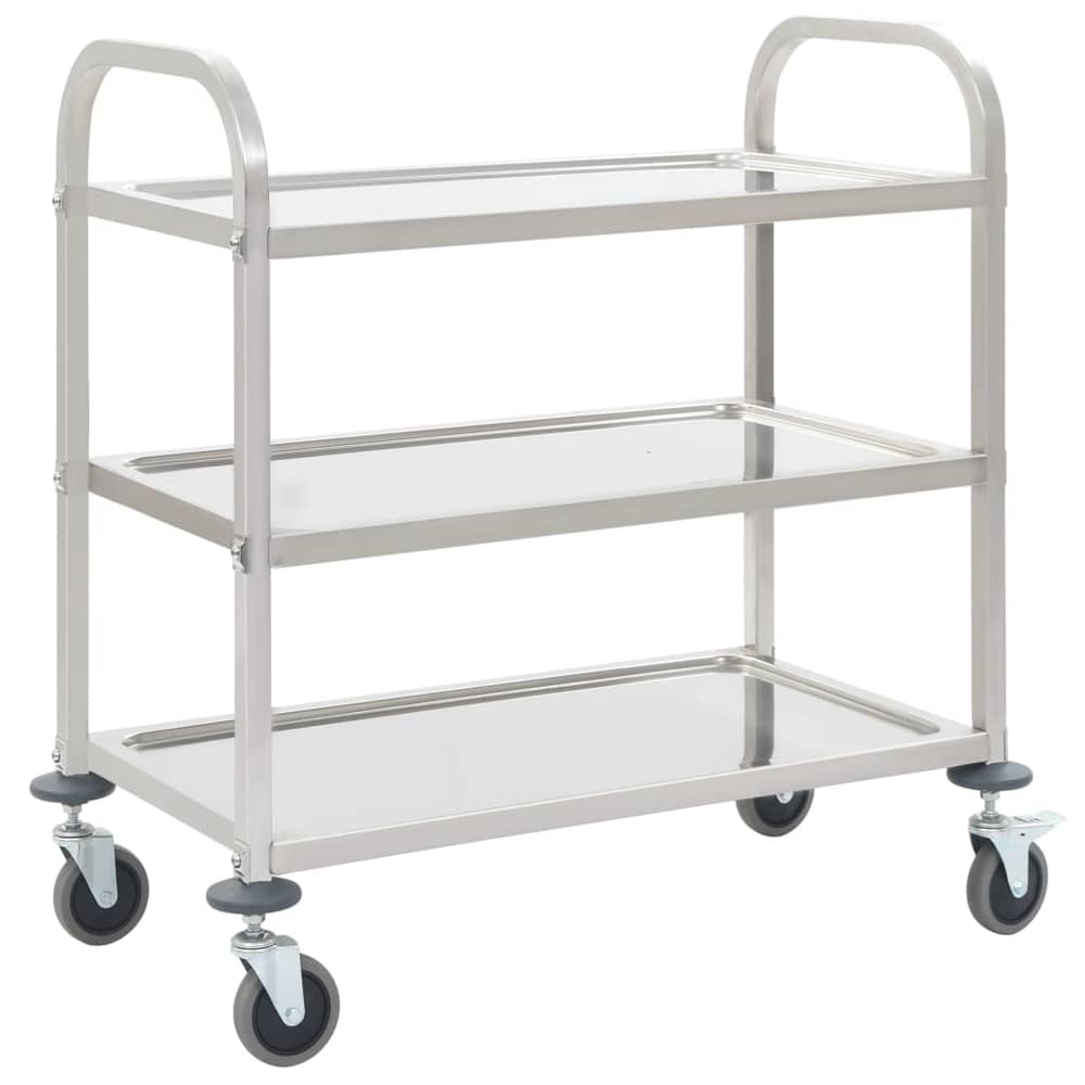 vidaXL 3-Tier Kitchen Trolley 95x45x83.5 cm Stainless Steel vidaXL 3-Tier Kitchen Trolley 95x45x83.5 cm Stainless Steel