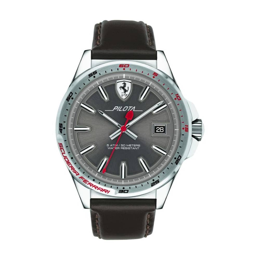 Ferrari 830488 Pilota Quartz Brown Leather Watch Men