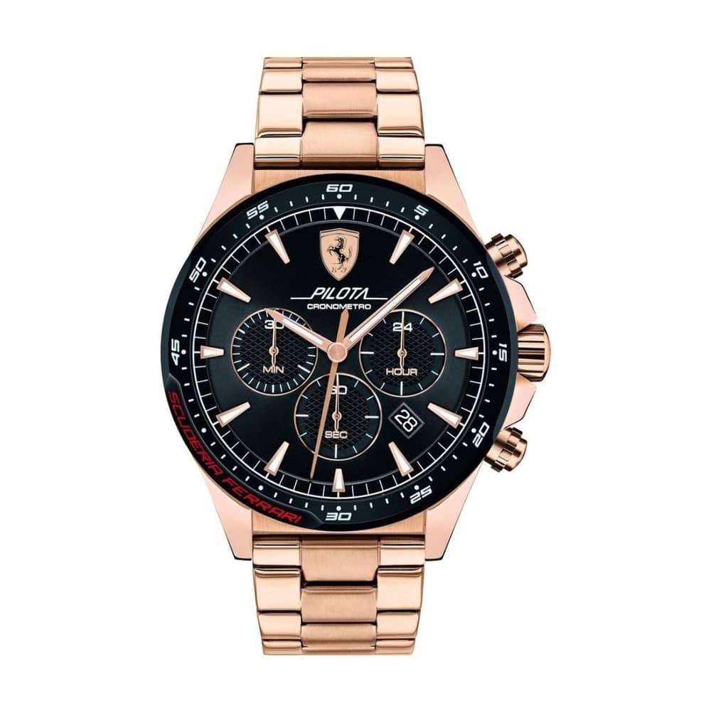 Ferrari 830625 Pilota Quartz Rose Gold Stainless Steel Watch Men Ferrari 830625 Pilota Quartz Rose Gold Stainless Steel Watch Men