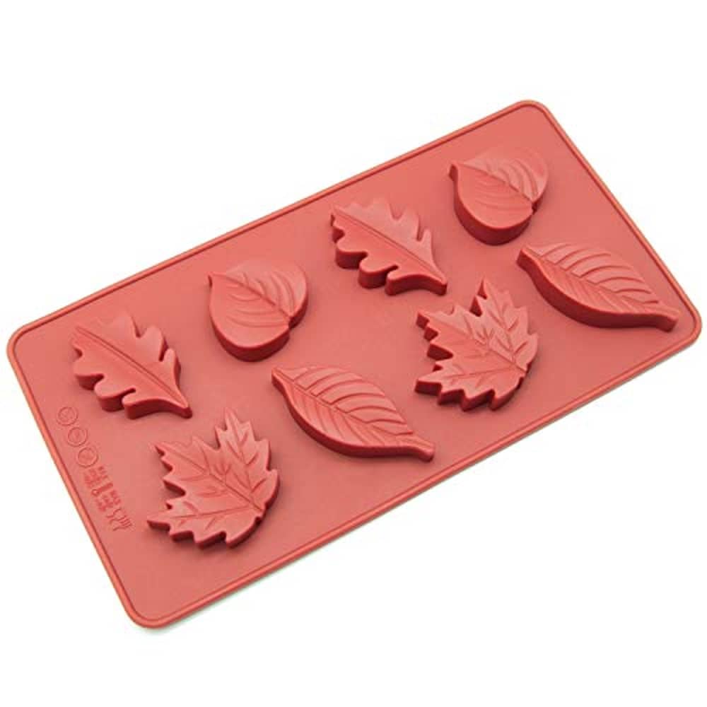 Freshware Silicone Chocolate Candy Molds [Maple Leaf, 8 Cup] - Non Stick, Bpa Free, Reusable 100% Silicon & Dishwasher Safe Silicon - Kitchen Rubber Tray For Ice, Crayons, Fat Bombs And Soap Molds