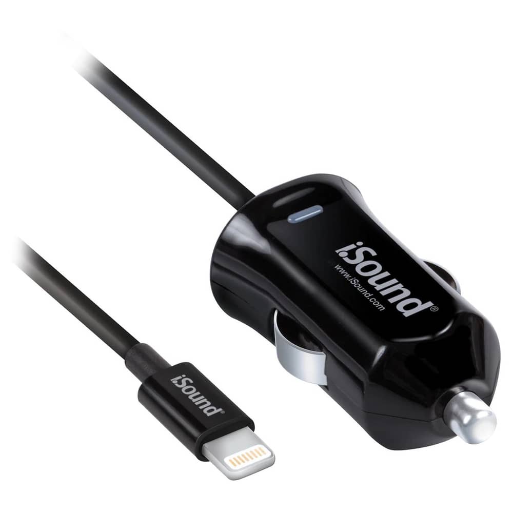 iSound Car Charger 2.4A With Lightning Cable Black