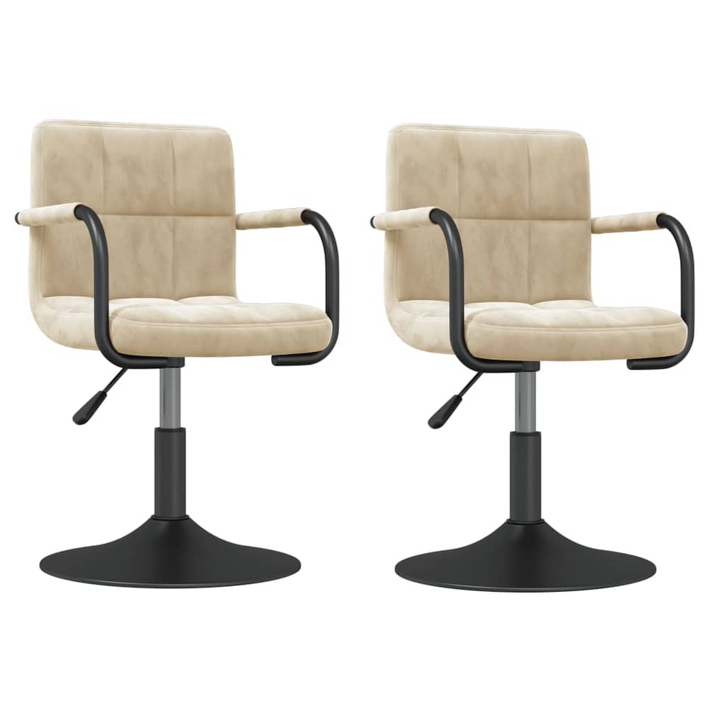 Vidaxl Swivel Dining Chairs 2 Pcs Cream Velvet Vidaxl Swivel Dining Chairs 2 Pcs Cream Velvet