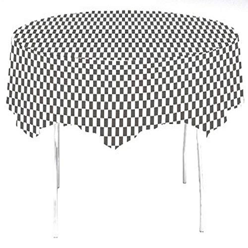 Creative Converting 82' Blk/Wht Tablecover