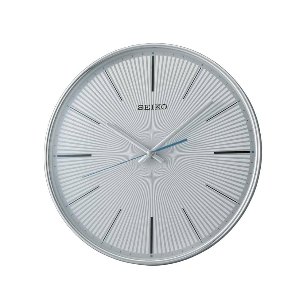 Seiko Silver/White Round Plastic Analog Clock QXA733S