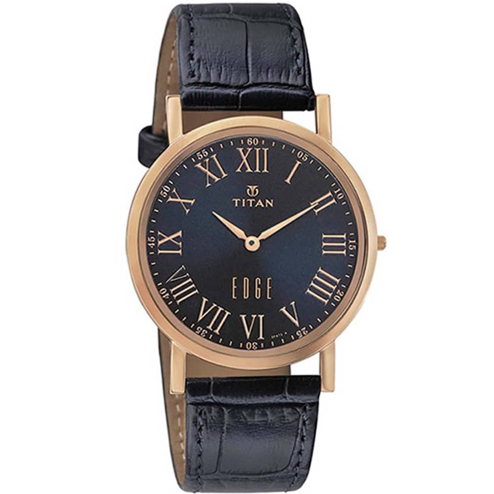 TITAN, 1595WL02, Men's Watch Edge Collection Analog, Blue Dial Blue Leather Strap Watch