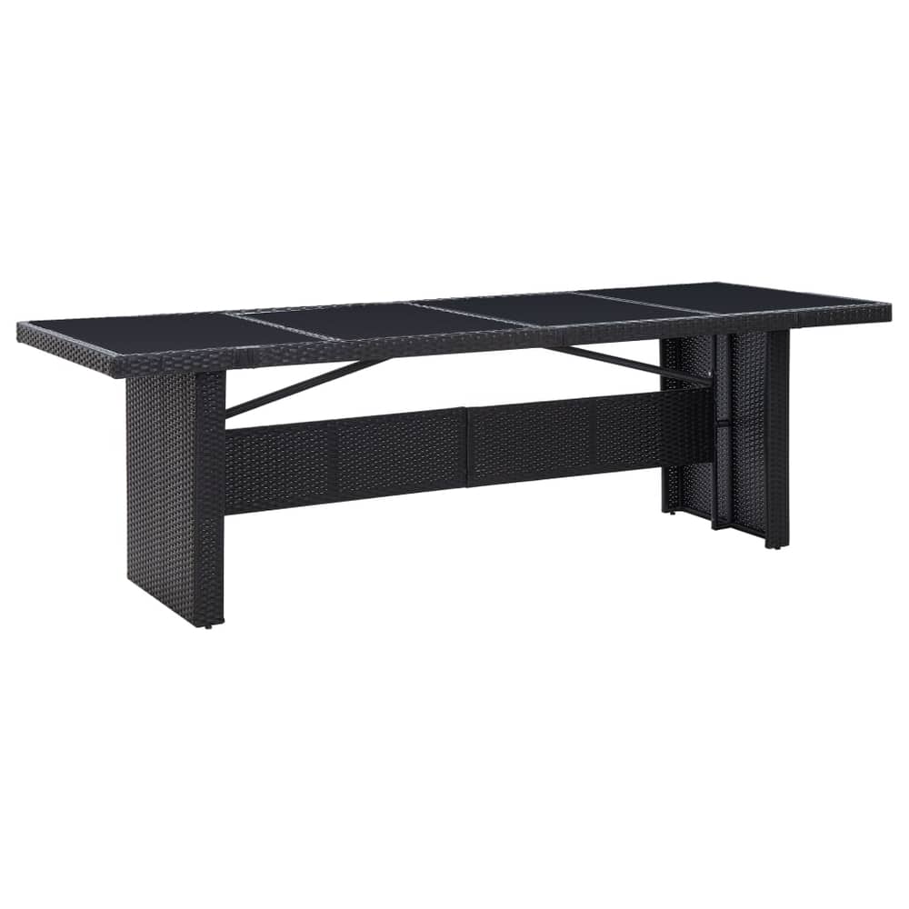 Vidaxl Garden Table Black 240x90x74 Cm Poly Rattan And Glass Vidaxl Garden Table Black 240x90x74 Cm Poly Rattan And Glass