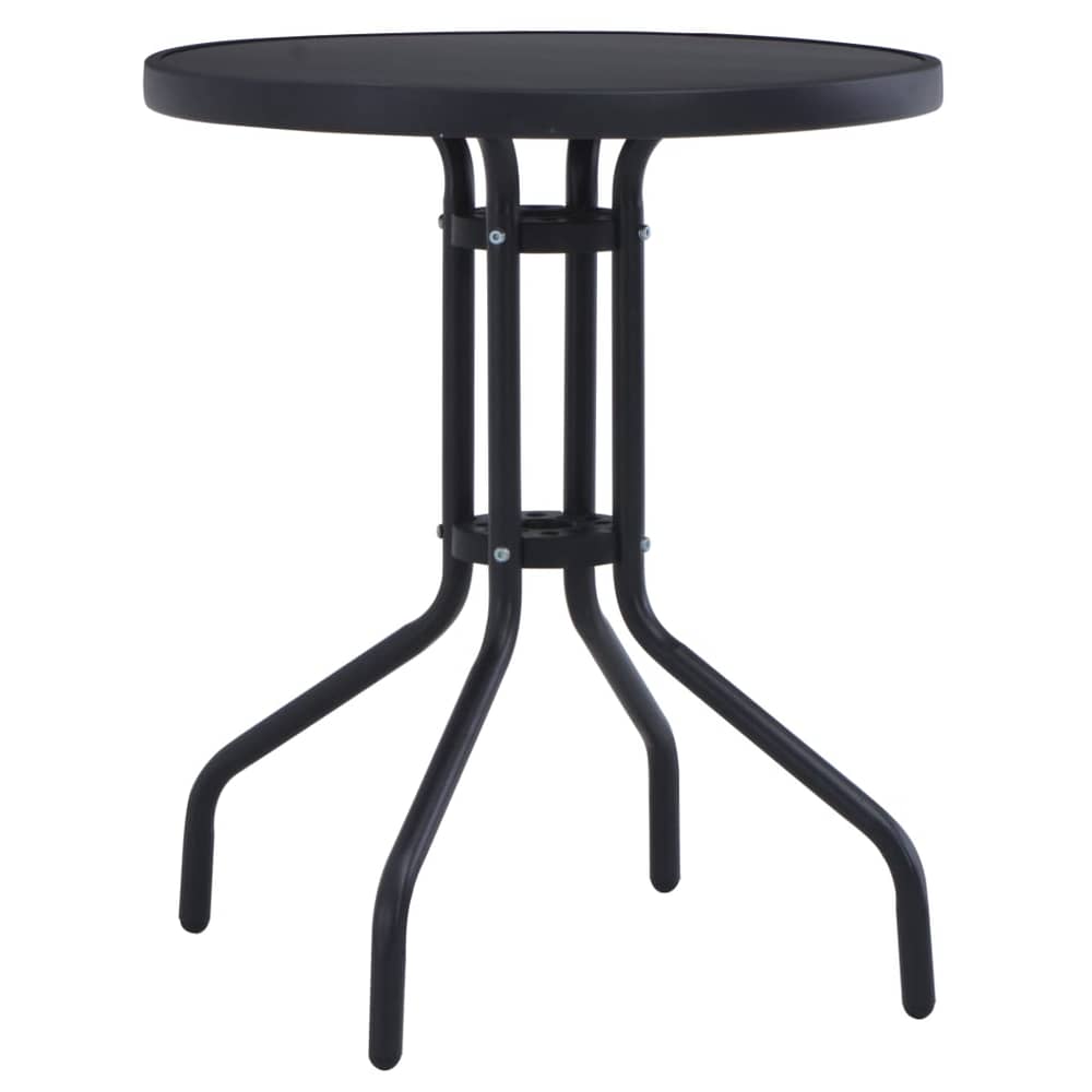 vidaXL Garden Table Black 60 cm Steel and Glass vidaXL Garden Table Black 60 cm Steel and Glass