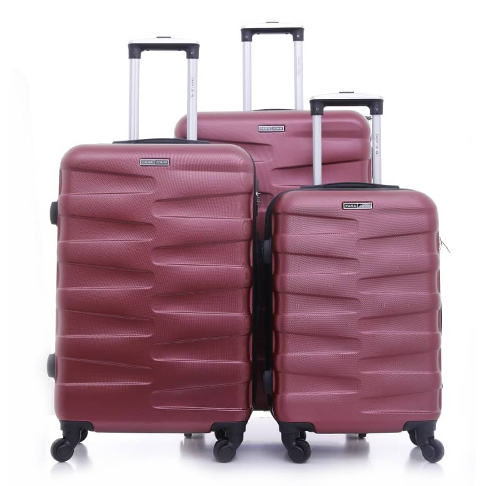 Para John 3pcs Hardshell Luggage Trolley Set Burgundy Para John 3pcs Hardshell Luggage Trolley Set Burgundy