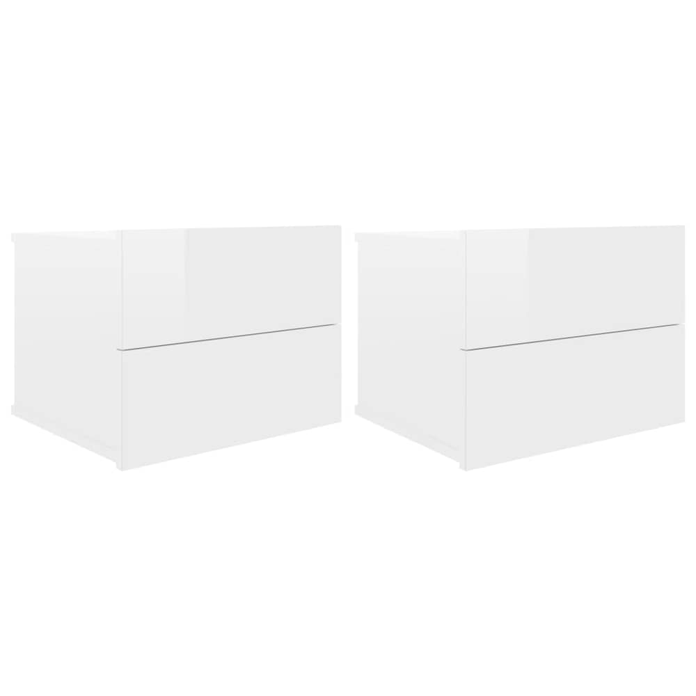 vidaXL Bedside Cabinets 2 pcs High Gloss White 40x30x30 cm Engineered Wood vidaXL Bedside Cabinets 2 pcs High Gloss White 40x30x30 cm Engineered Wood