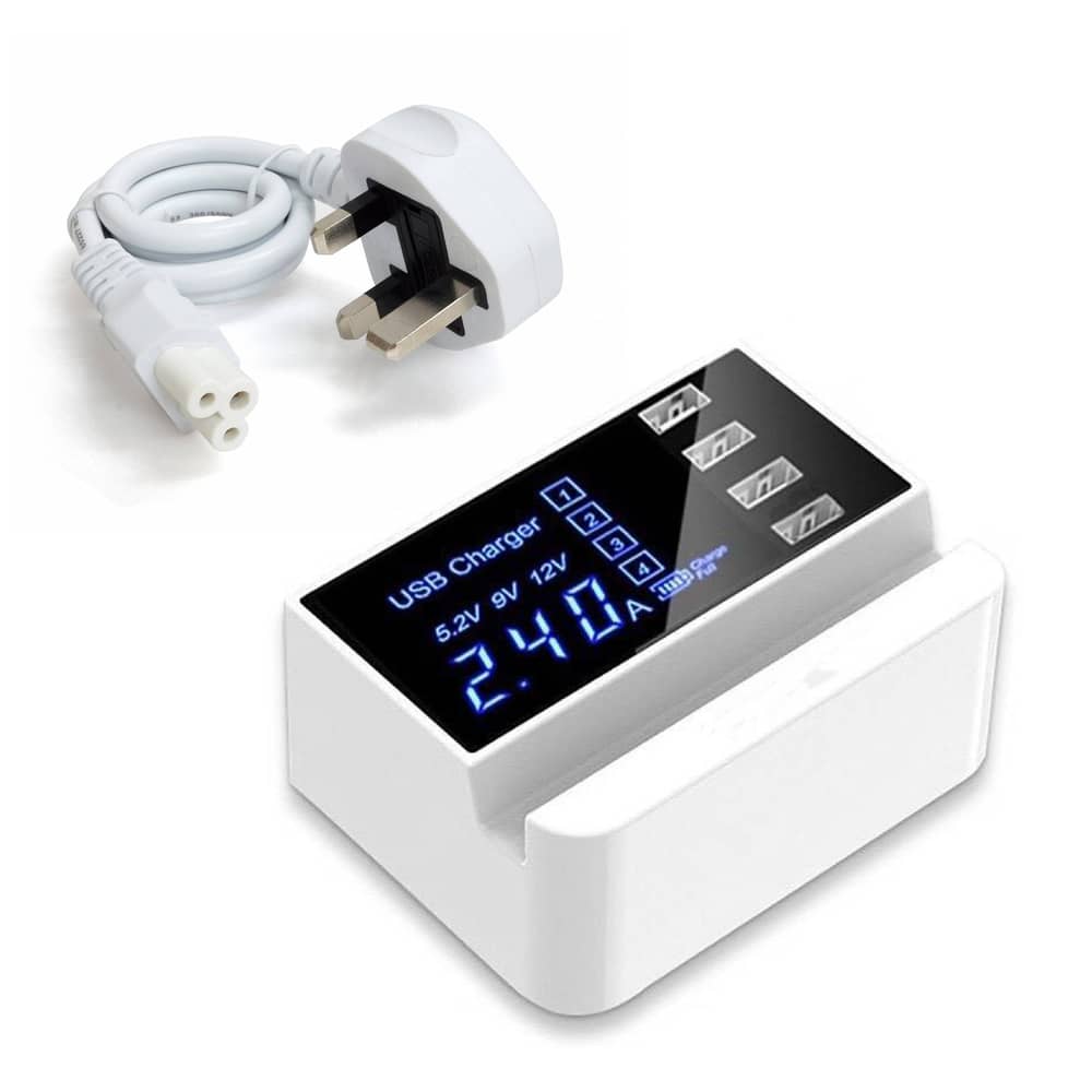 STEK 2.4 Smart USB 4 Port Led Display Fast Charging Station Mobile Phone USB Charger - CD-A26