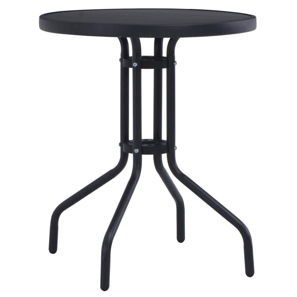 vidaXL Garden Table Black 80 cm Steel and Glass vidaXL Garden Table Black 80 cm Steel and Glass