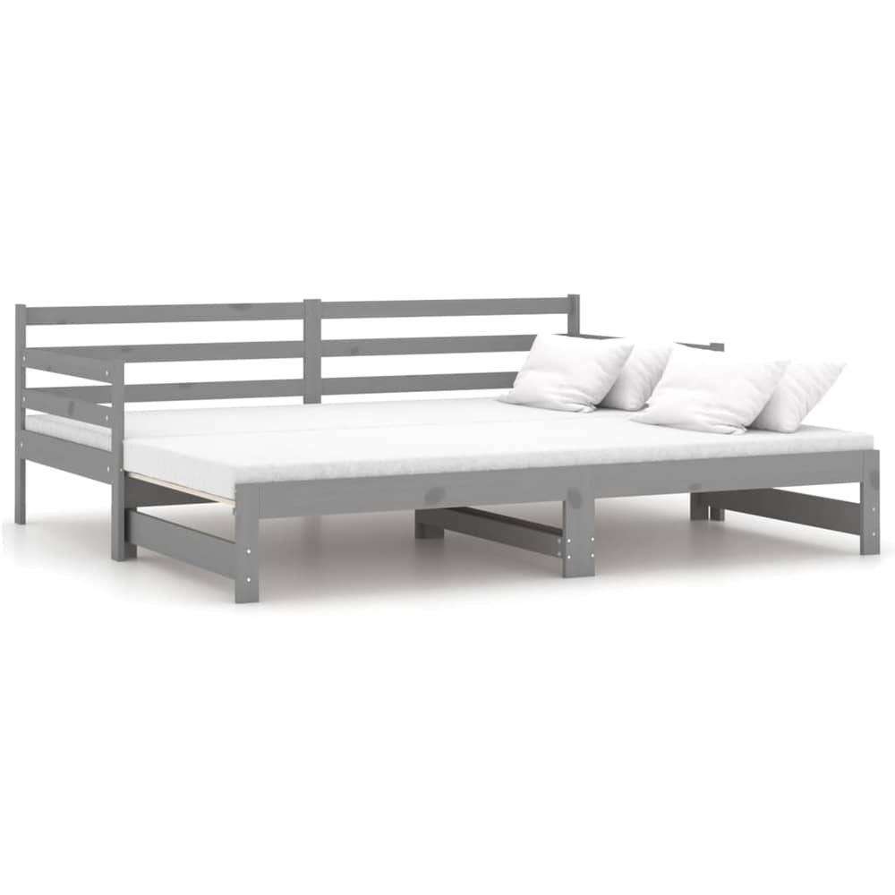 Vidaxl Pull-out Day Bed Grey Solid Pinewood 2x