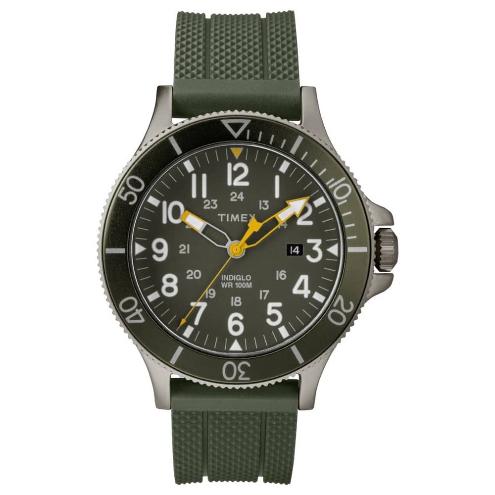 Timex Allied Quartz Green Silicon Watch For Men TW2R60800 Timex Allied Quartz Green Silicon Watch For Men TW2R60800