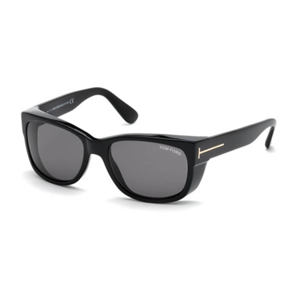 Tom Ford Shiny Black Smoke Lens Plastic Men's Sunglasses