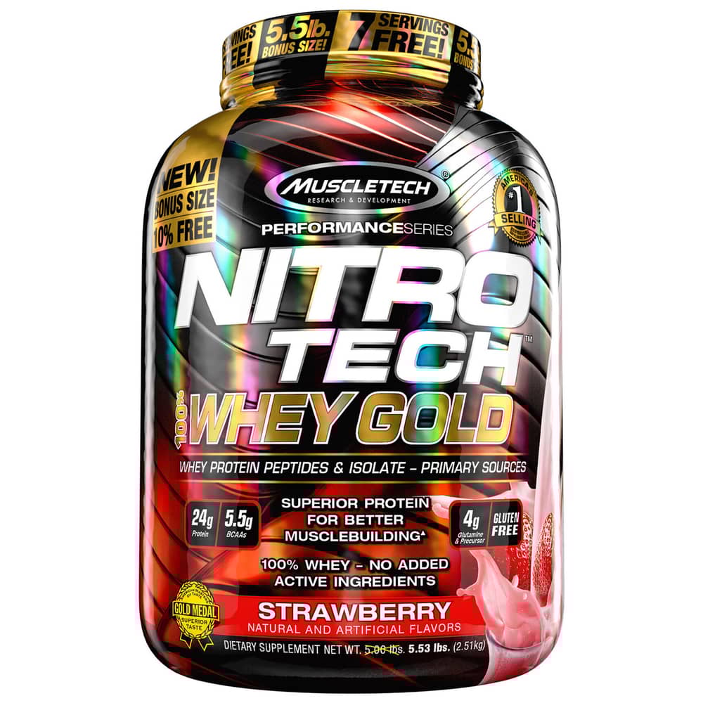 MuscleTech Nitro Tech 100% Whey Gold Strawberry 5.53LB