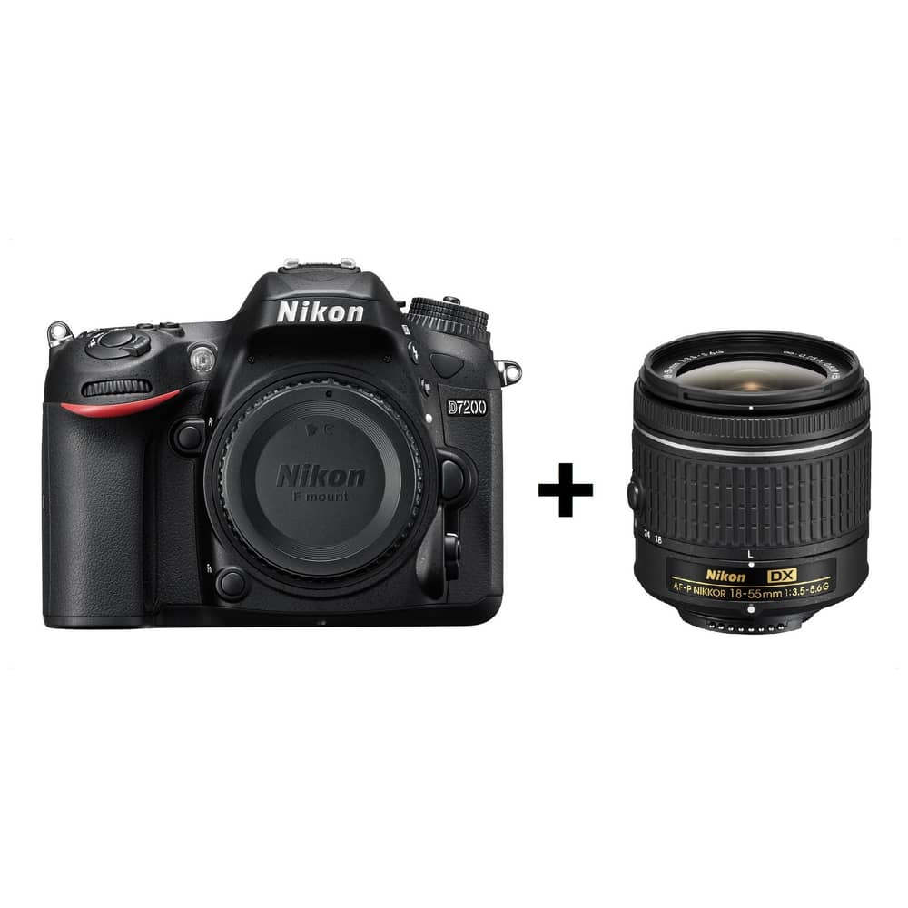Nikon D7200 DSLR Camera Body Black + AF-P DX NIKKOR 18-55mm f/3.5-5.6G Lens Nikon D7200 DSLR Camera Body Black + AF-P DX NIKKOR 18-55mm f/3.5-5.6G Lens