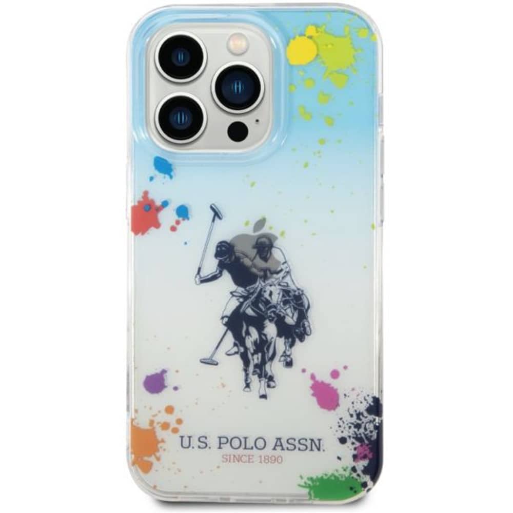 US Polo Gradient Splattered Pattern Case Blue With Horse Logo iphone 14 Pro US Polo Gradient Splattered Pattern Case Blue With Horse Logo iphone 14 Pro