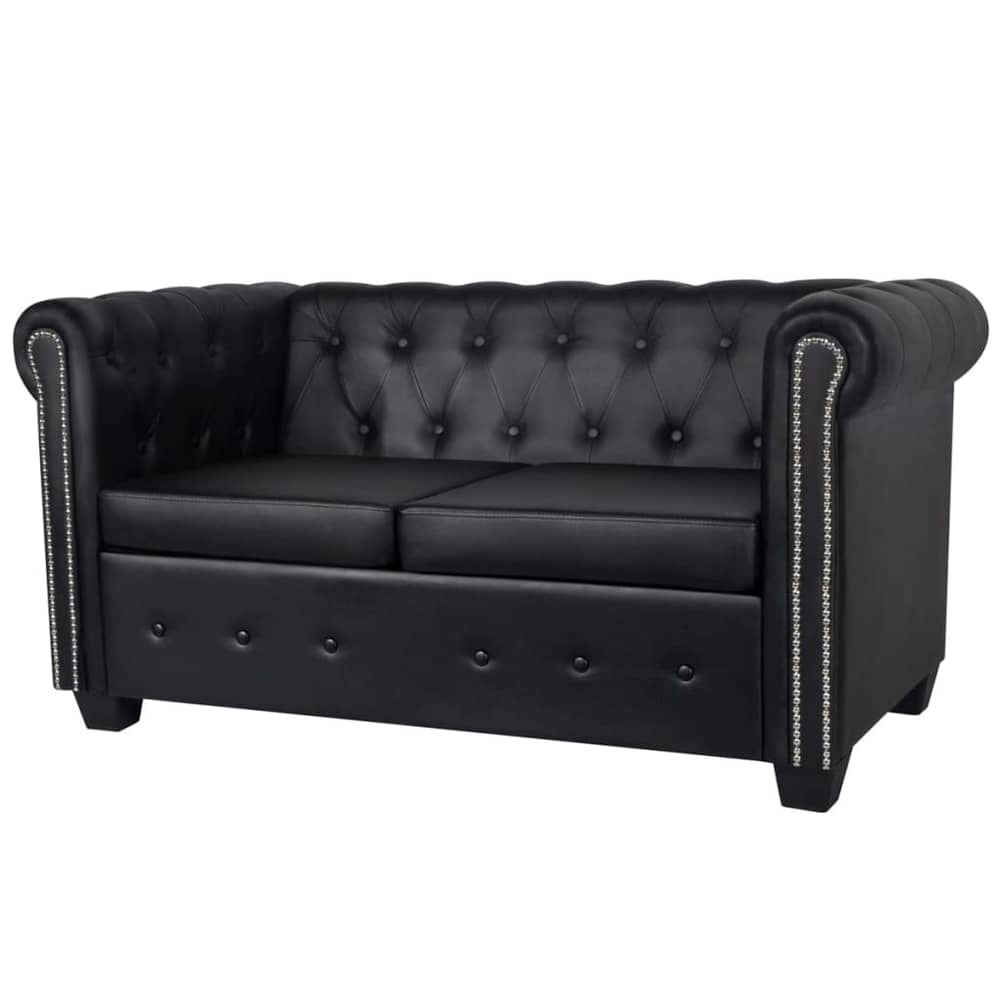 Vidaxl Chesterfield 2-seater Artificial Leather Black Vidaxl Chesterfield 2-seater Artificial Leather Black