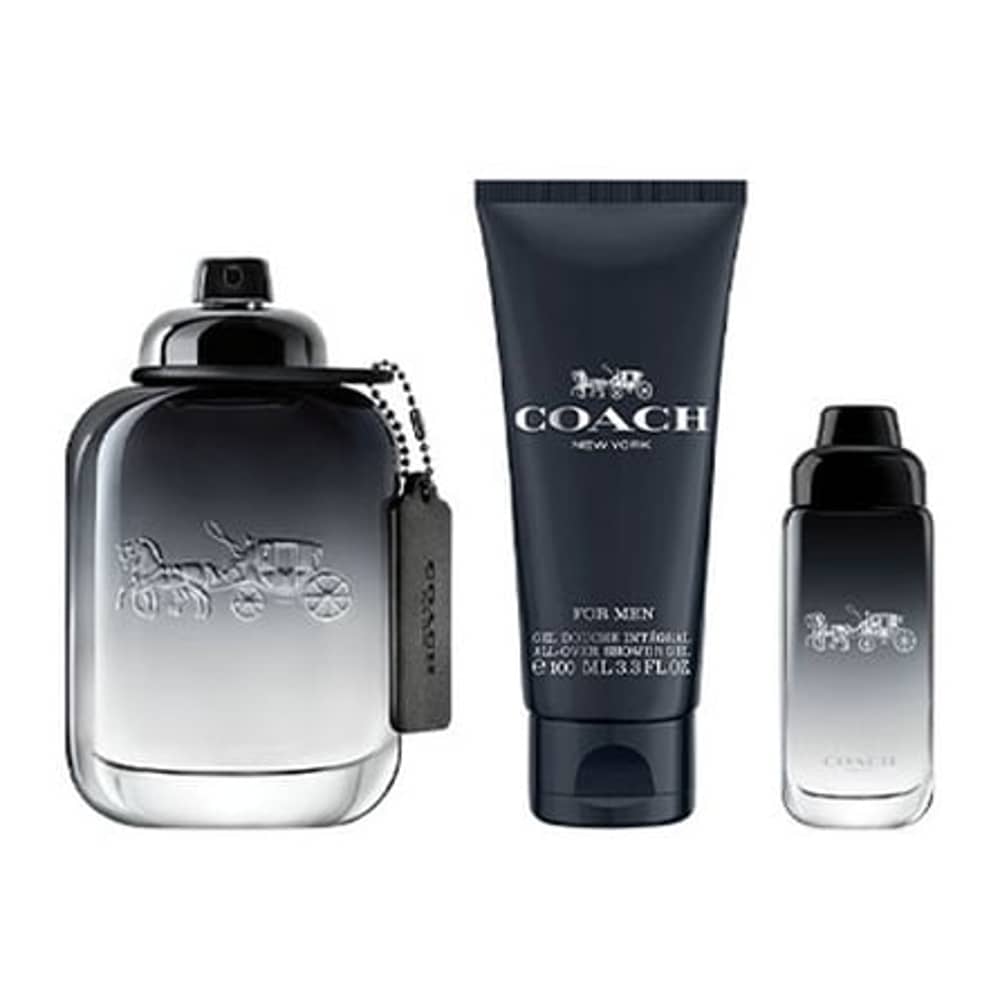 Coach New York 3pcs Giftset 100ml EDT+Shower Gel +15ml Miniture
