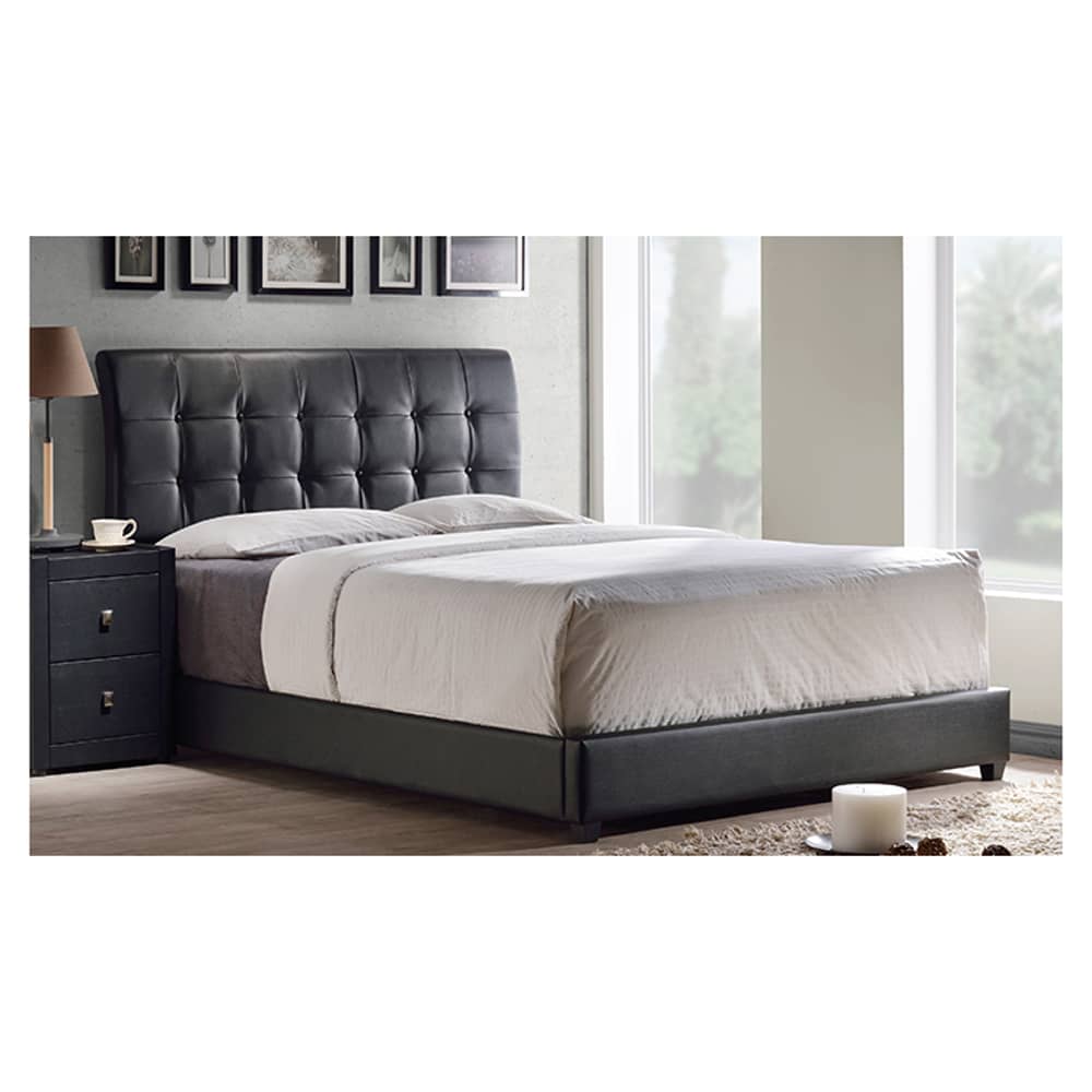 Lusso Tufted Black Faux Leather Queen Bed without Mattress Black Lusso Tufted Black Faux Leather Queen Bed without Mattress Black