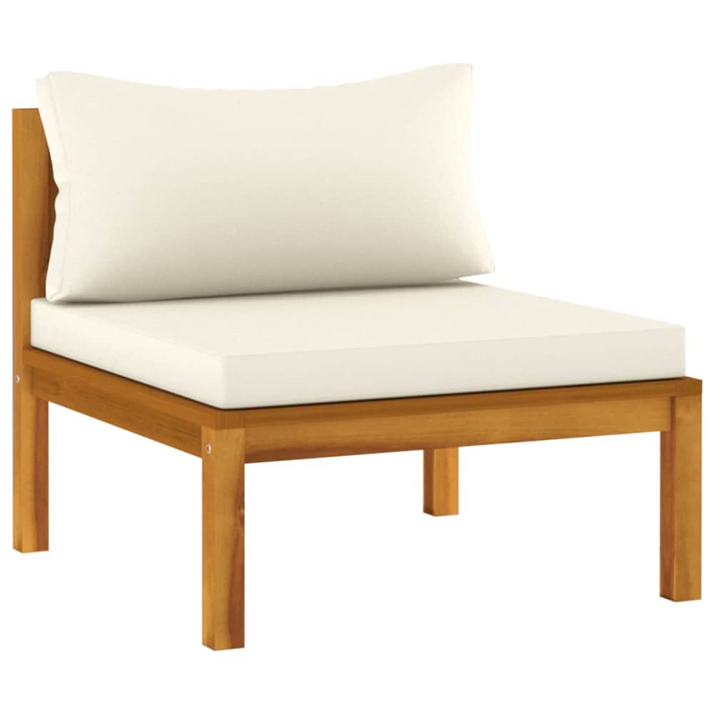 Vidaxl Sectional Middle Sofa With Cream White Cushion Acacia Wood Vidaxl Sectional Middle Sofa With Cream White Cushion Acacia Wood
