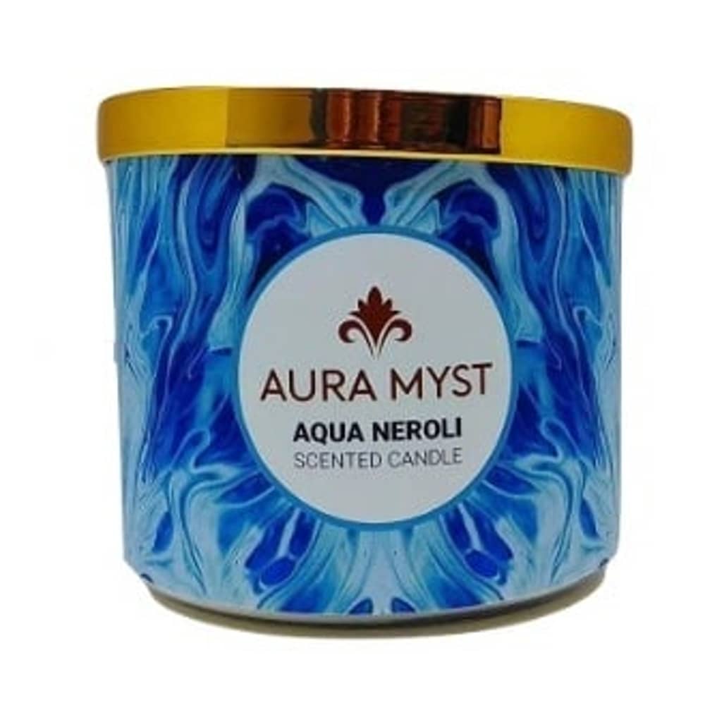 Aura Myst 14oz 3-Wick Glass Jar Candle Aqua roli Aura Myst 14oz 3-Wick Glass Jar Candle Aqua roli