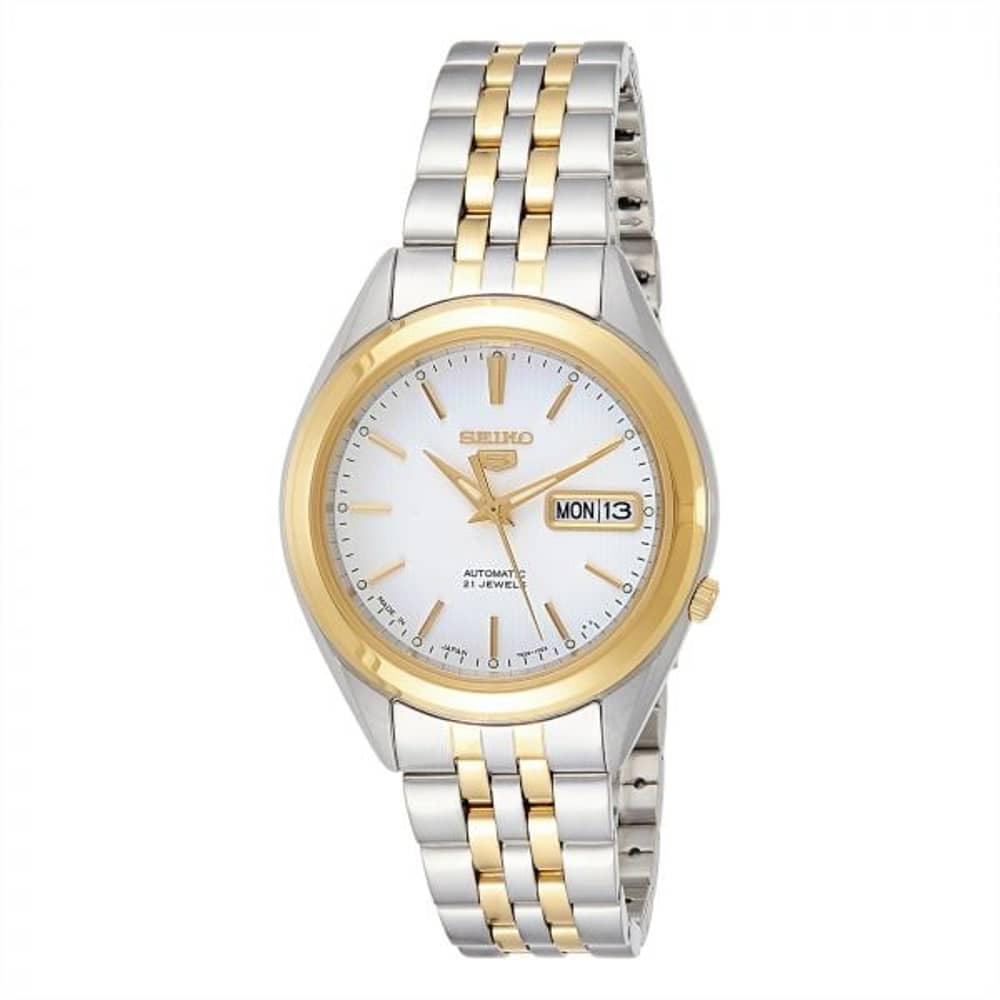 Seiko 5 Men's White Dial Stainless Steel Automatic Watch - SNKL24J1