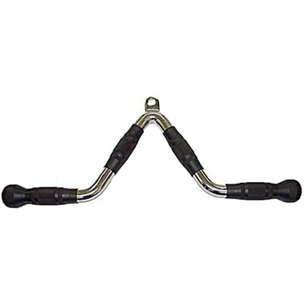 ULTIMAX V Rubber End Cable Machine Attachment Barbel Machine Cable Attachment Pro Grip Revolving Non Slip Handle Bar Pro Grip Revolving pull down Lat Bar-Silver, for Bicep Tricep