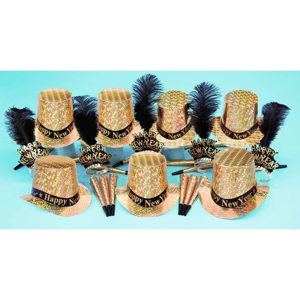 Party Time Prismatic New Year Party Pack For 50 People- Gold