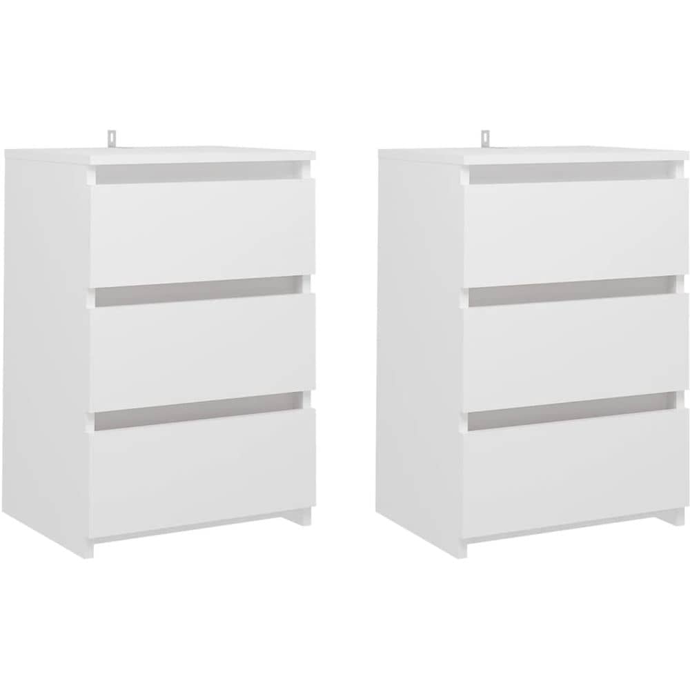 Vidaxl Bed Cabinets 2 Pcs White 40x35x62.5 Cm Chipboard Vidaxl Bed Cabinets 2 Pcs White 40x35x62.5 Cm Chipboard