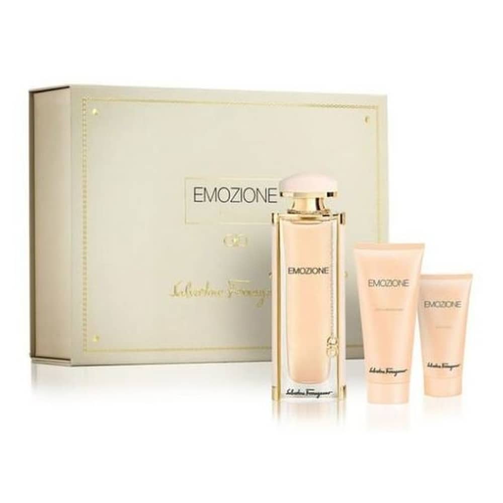 Salvatore Ferragamo Emozione Gift Set For Women (Salvatore Ferragamo Emozione 90ml EDP + 50ml Body Lotion + 100ml Shower Gel)