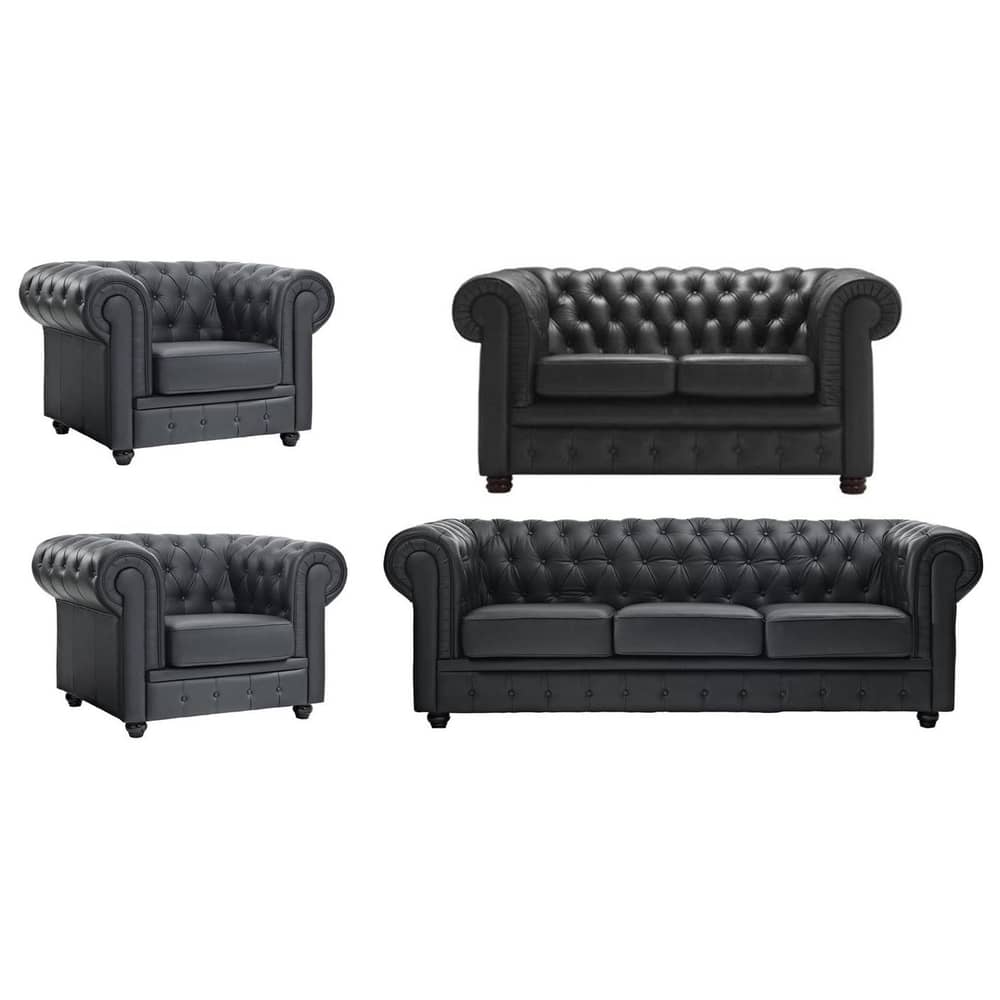 Ingles Sofa Sets 7 - Seater ( 3+2+1+1 ) in Black Color