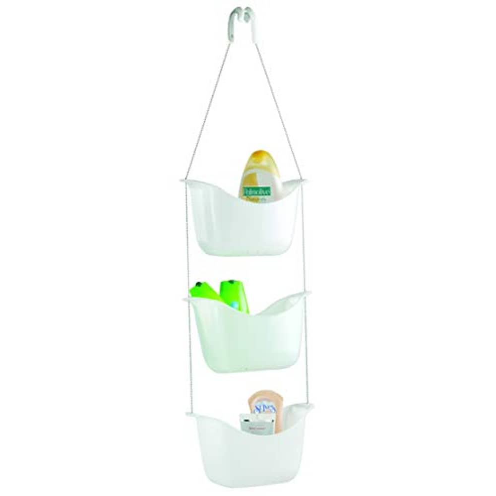 Umbra 022360-670 Bask, White Hanging Shower Caddy, Bathroom Storage And Organizer For Shampoo, Conditioner, Bath Supplies And Accessories, 11-1/4