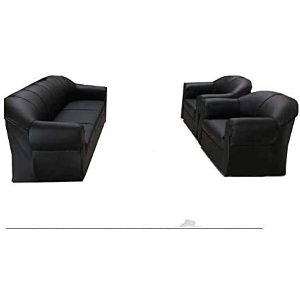 MAB Modern 5 Seat Faux Leather Sofa Couch Set for Living Room, Black