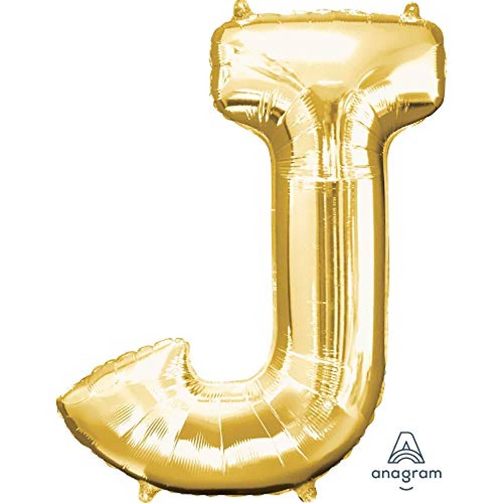 Anagram Letter J Gold Foil Balloon, 34
