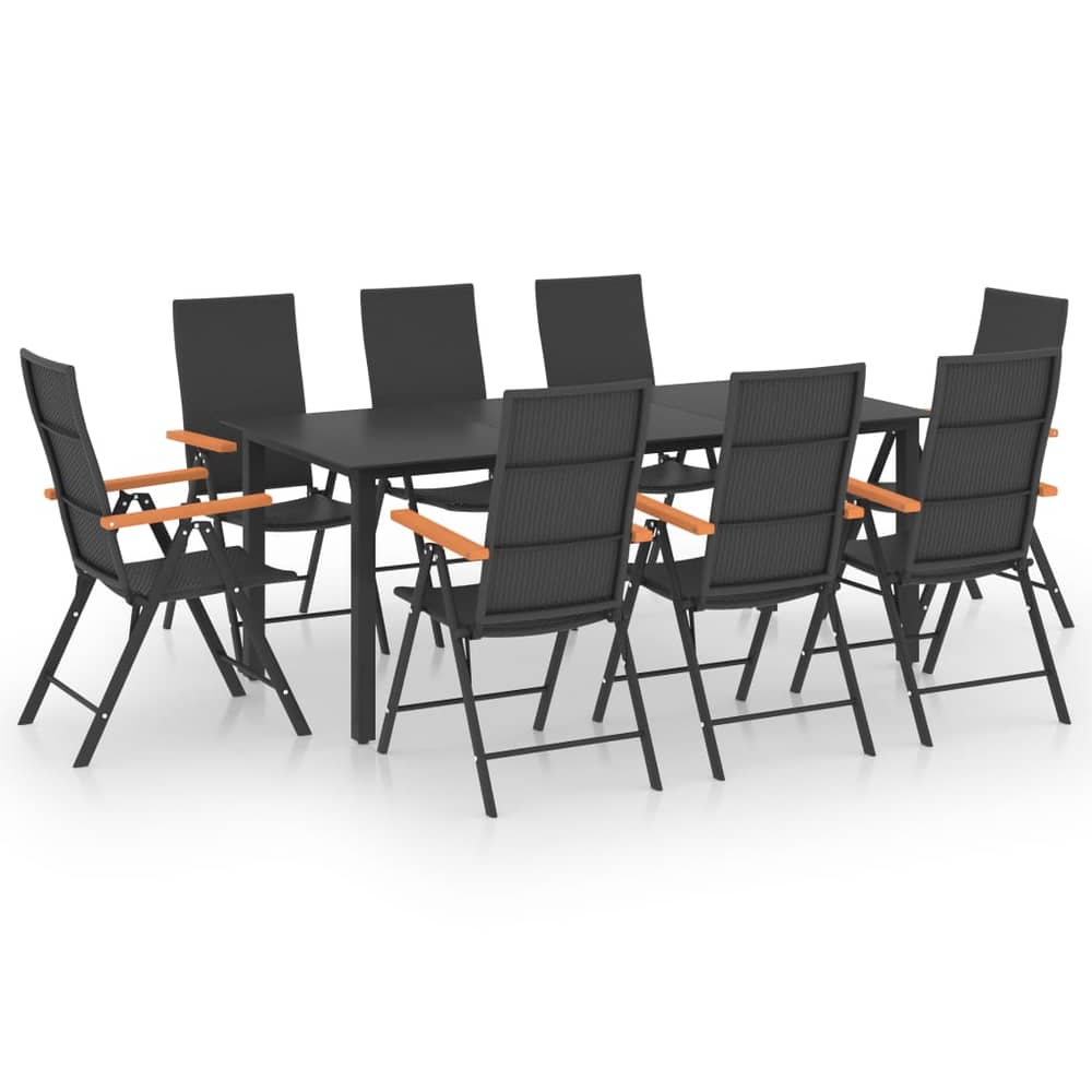 Vidaxl 9 Piece Garden Dining Set Black And Brown Vidaxl 9 Piece Garden Dining Set Black And Brown