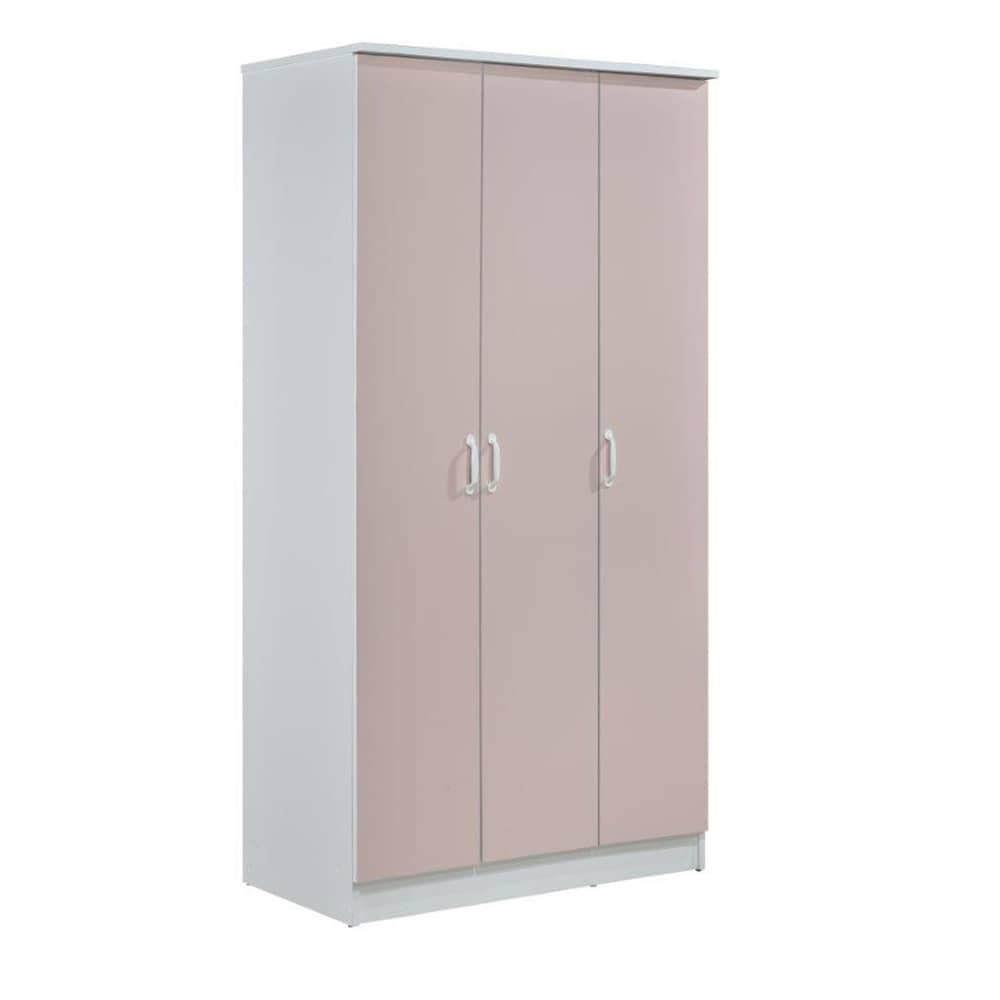 Danube - Jackson 3 Door Wardrobe-white / Light Pink