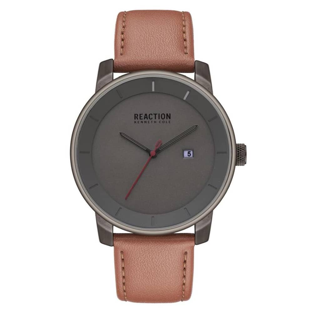 Kenneth Cole Reaction Brown Leather Watch men