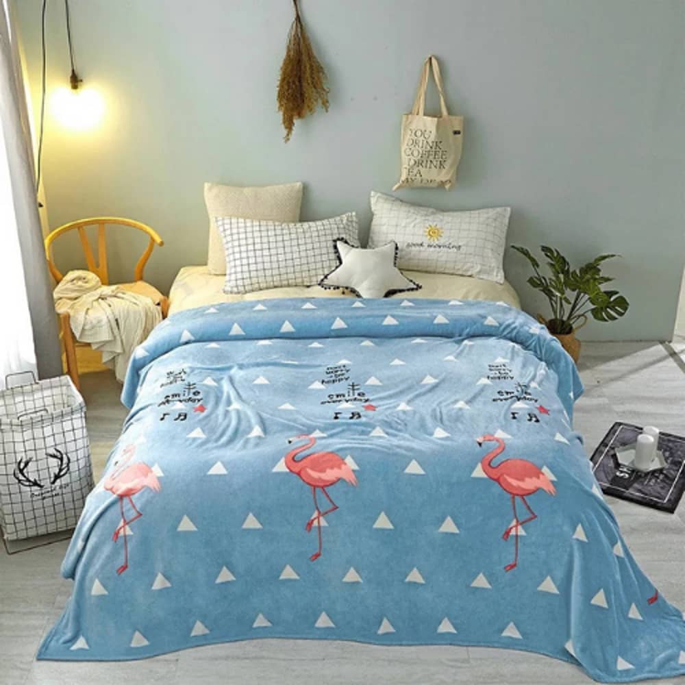 DEALS FOR LESS - Soft Fleece Blanket, Double Size, Blue with Flamingo Design. DEALS FOR LESS - Soft Fleece Blanket, Double Size, Blue with Flamingo Design.
