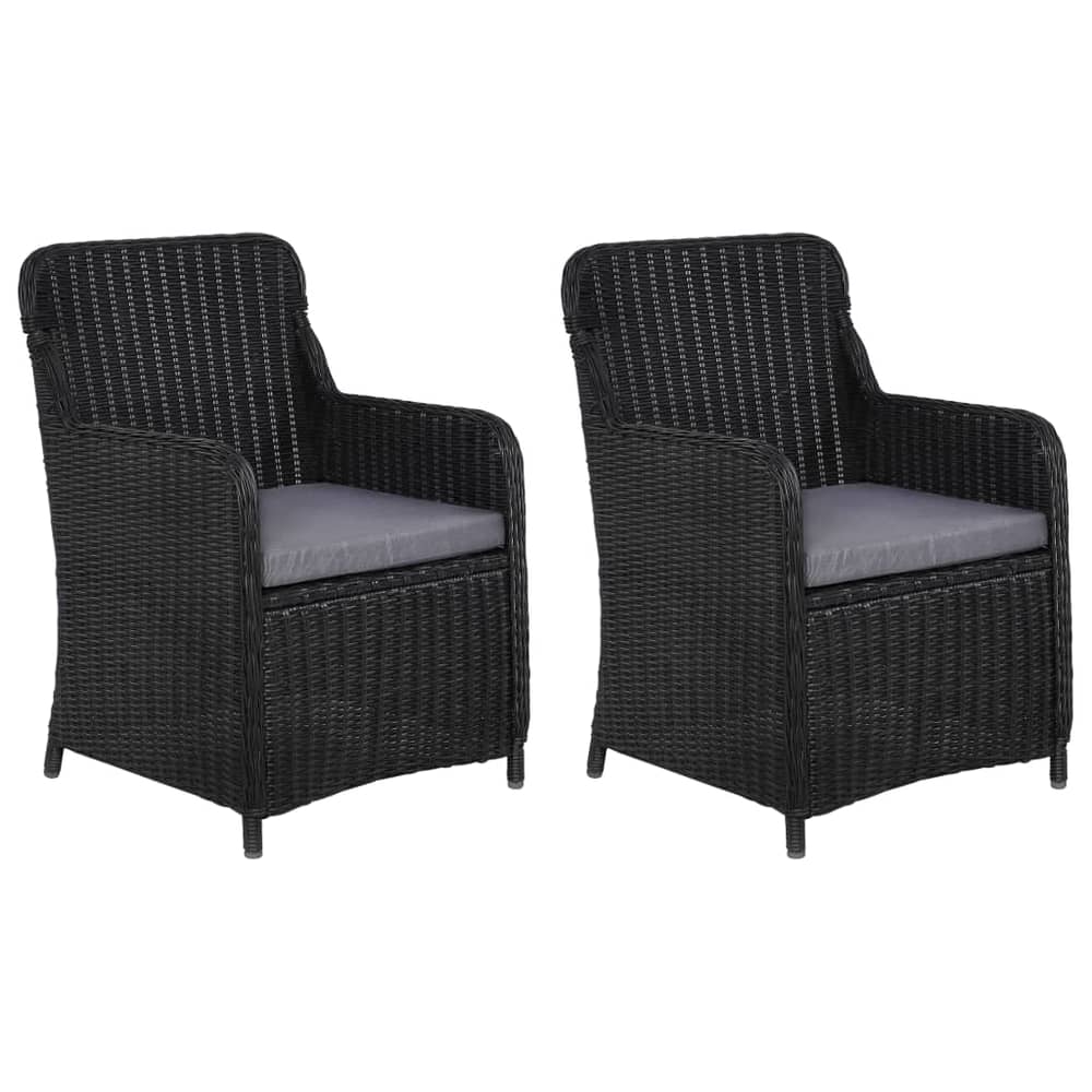 Vidaxl Outdoor Chairs With Cushions 2 Pcs Poly Rattan Black Vidaxl Outdoor Chairs With Cushions 2 Pcs Poly Rattan Black