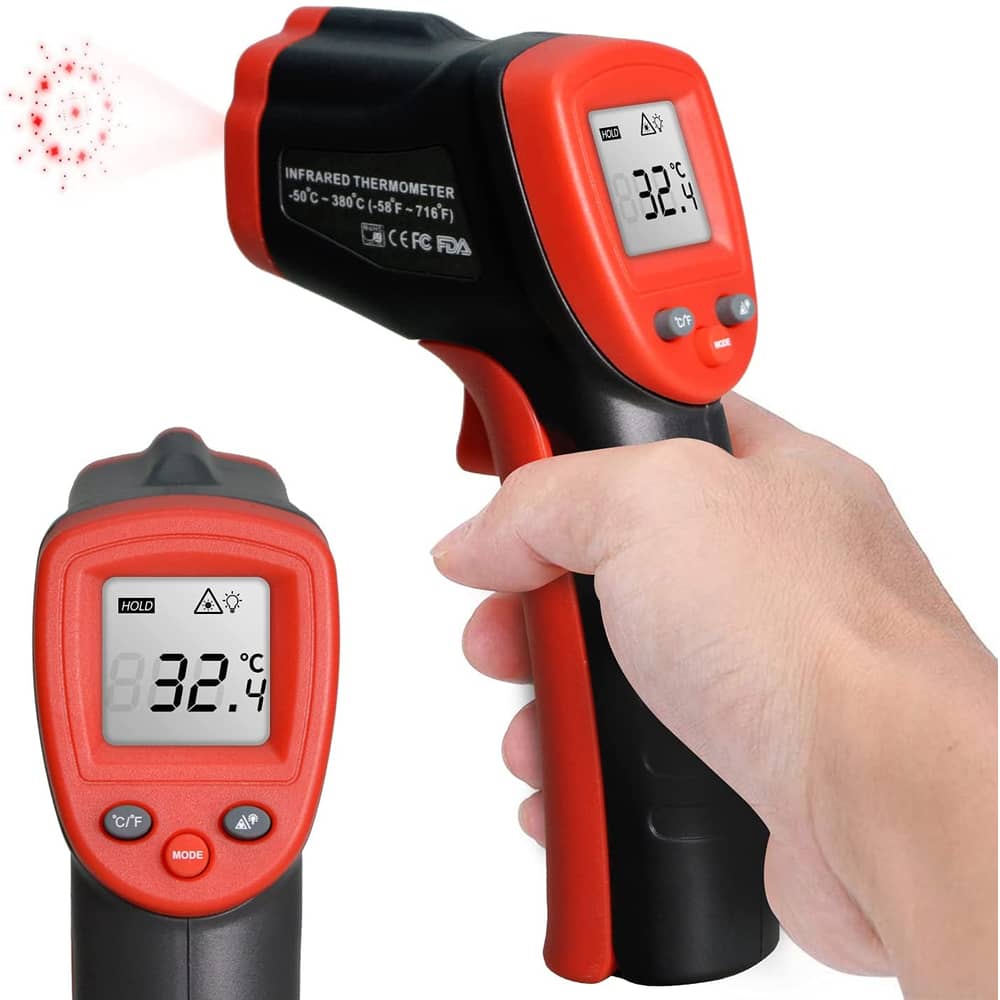 Ecvv High Precision Infrared Thermometer Professional Industrial Temperature Gun Etm380 Non-contact Lcd Display Digital Laser Thermometer -50~380℃
