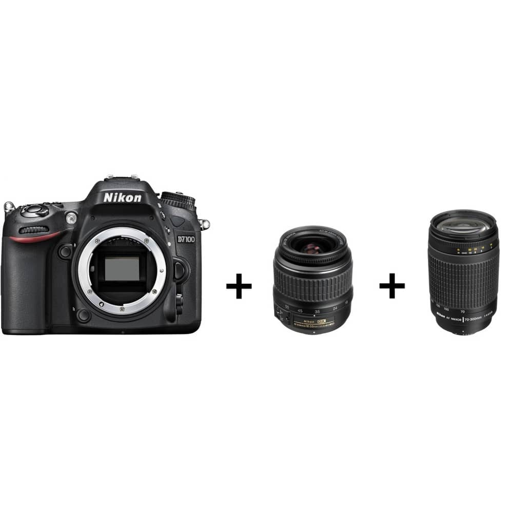 Nikon D7100 DSLR Camera Body Only + 18-55mm AF-S NVR DX Lens + 70-300mm AF F4/4-5.6 G Zoom Lens + Case Logic DCB309K Backpack Nikon D7100 DSLR Camera Body Only + 18-55mm AF-S NVR DX Lens + 70-300mm AF F4/4-5.6 G Zoom Lens + Case Logic DCB309K Backpack